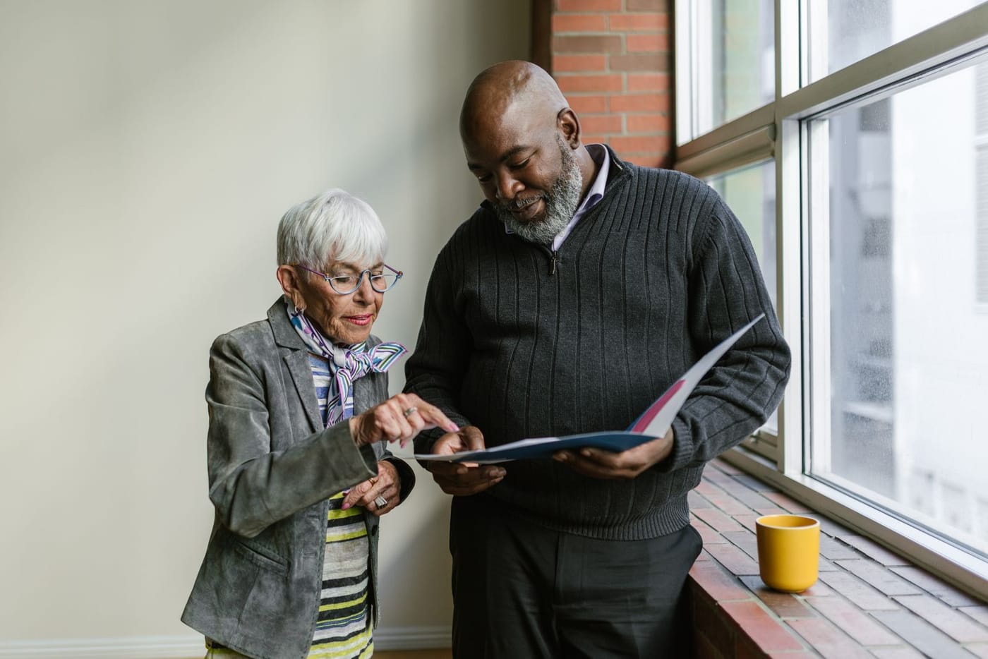 Older adults sharing a conversation